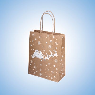 Дядо Коледа с елени, крафт - S2-470, 20+8/25 см